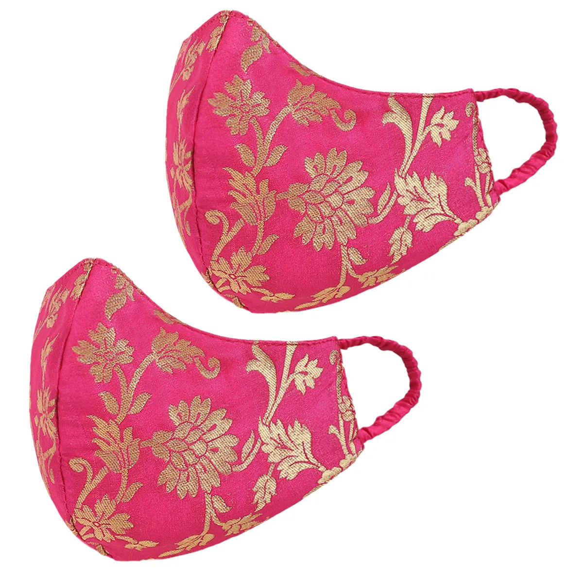 Tossido Festive 3 Ply 100% Pure Chanderi Banarasi Masks Pack Of 2