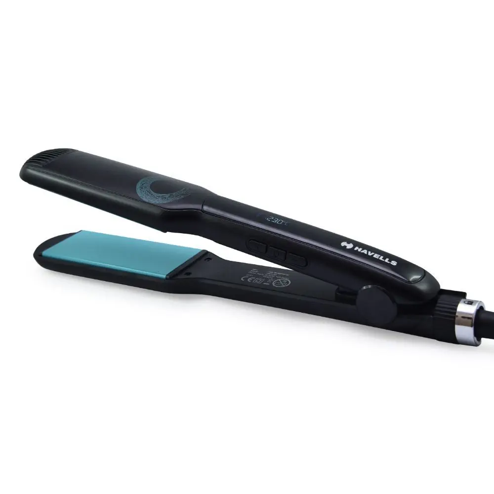 Havells HS4123 Biotin Wide Plate hair straightener With Digital Display & Adjustable temperature, Heats Up Fast (Black)