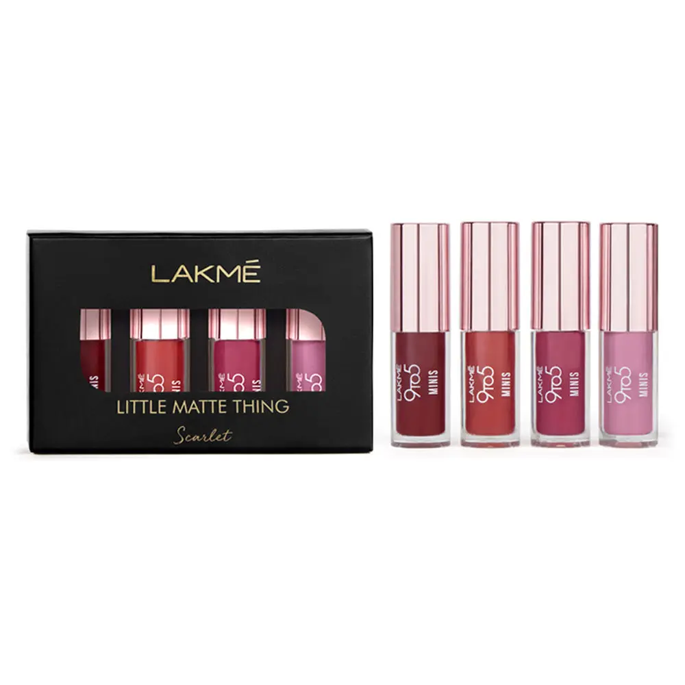 Lakme 9TO5 PRIMER + MATTE LIQUID LIPSTICK- MINIS - SCARLET COLLECTION, 8 ml