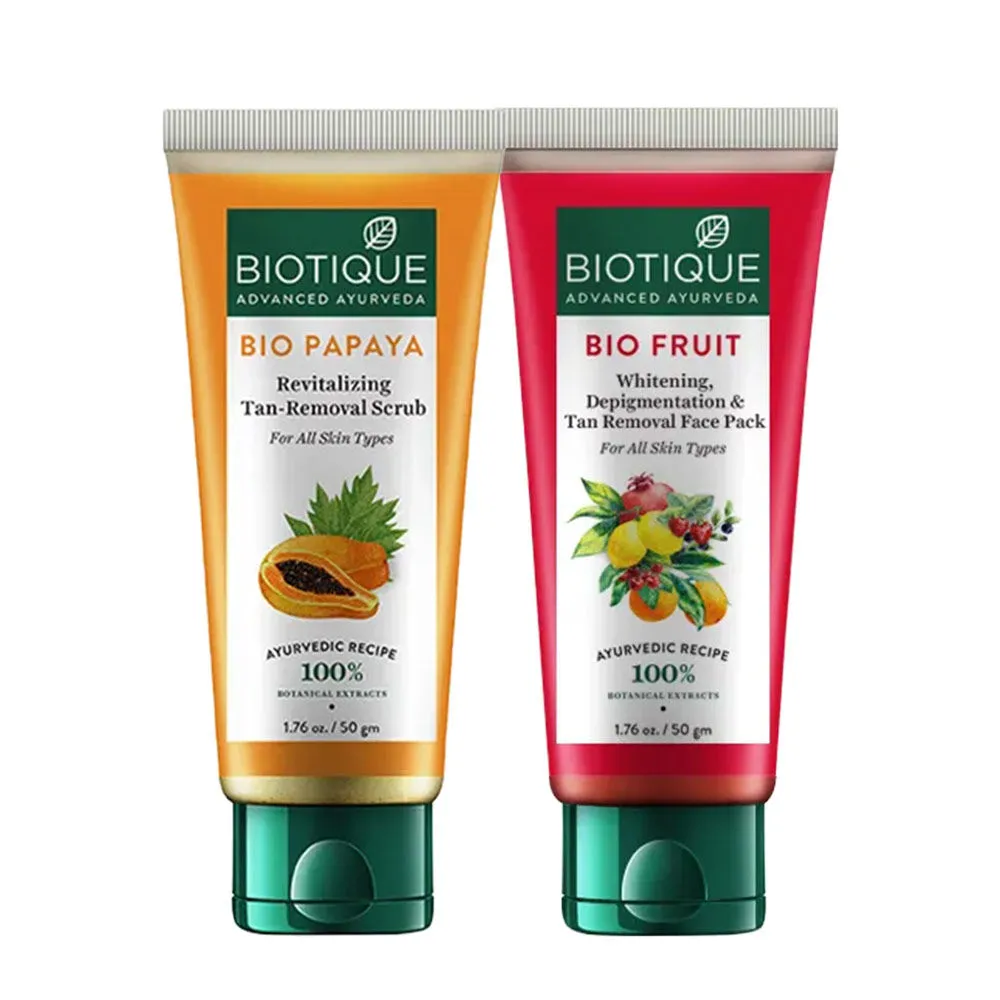 Biotique Bio Mini Scrub & Face Pack Combo For Whitening & Tan Removal