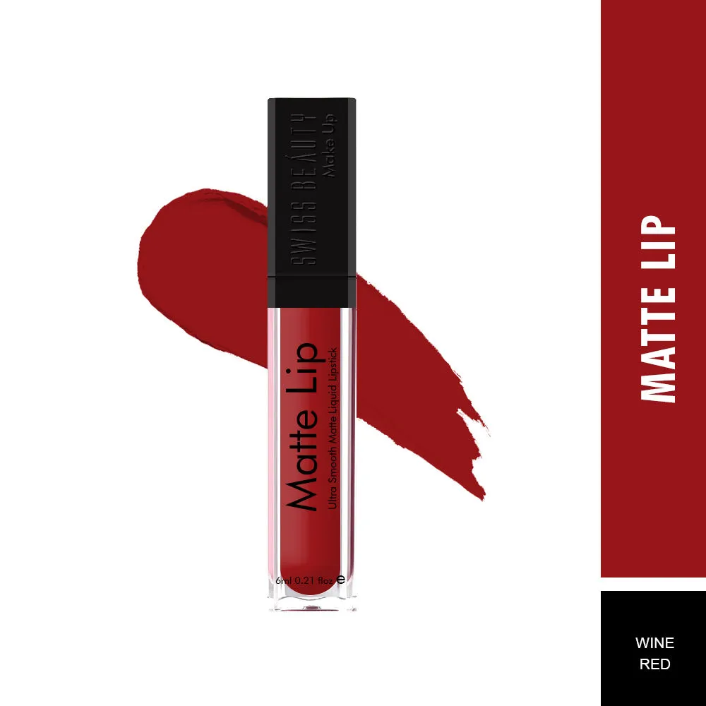 Swiss Beauty Matte Lip Ultra Smooth Matte Liquid Lipstick - 6 Wine Red