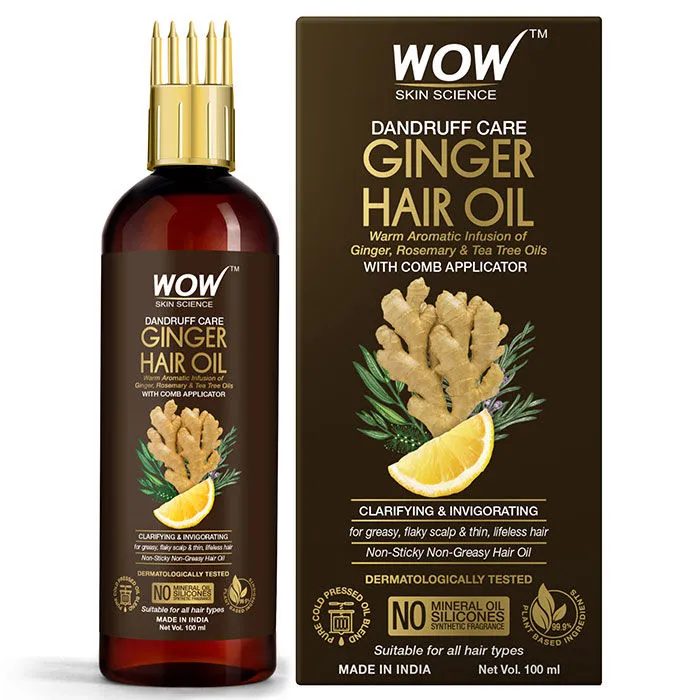 WOW Skin Science Ginger Hair Oil - For Dandruff Care - With Comb Applicator(100ml)