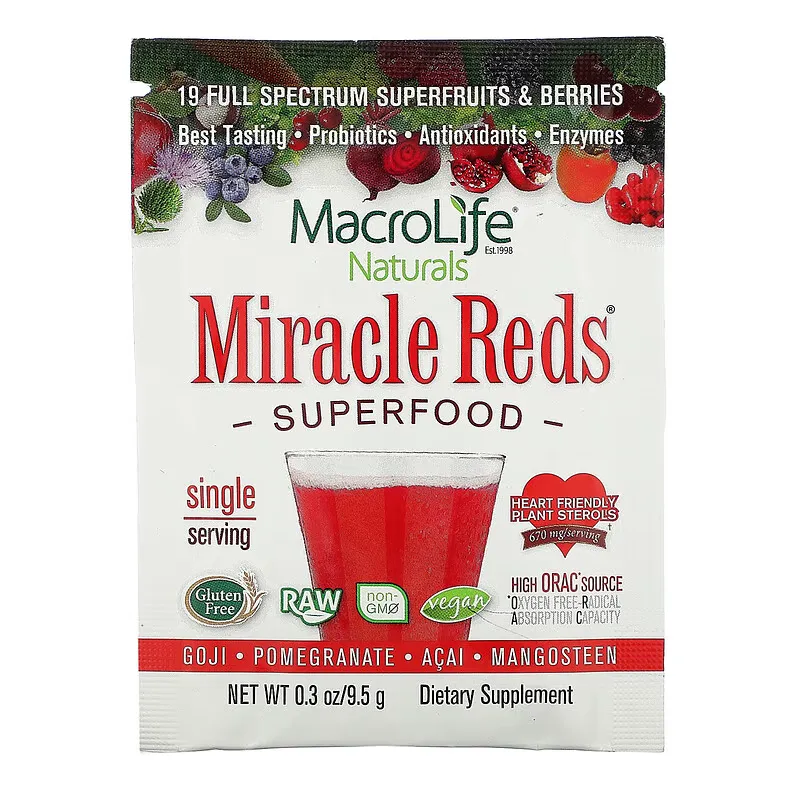 Miracle Reds, Superfood, Goji, Pomegranate,  Acai,  Mangosteen, 0.3 oz (9.5 g)