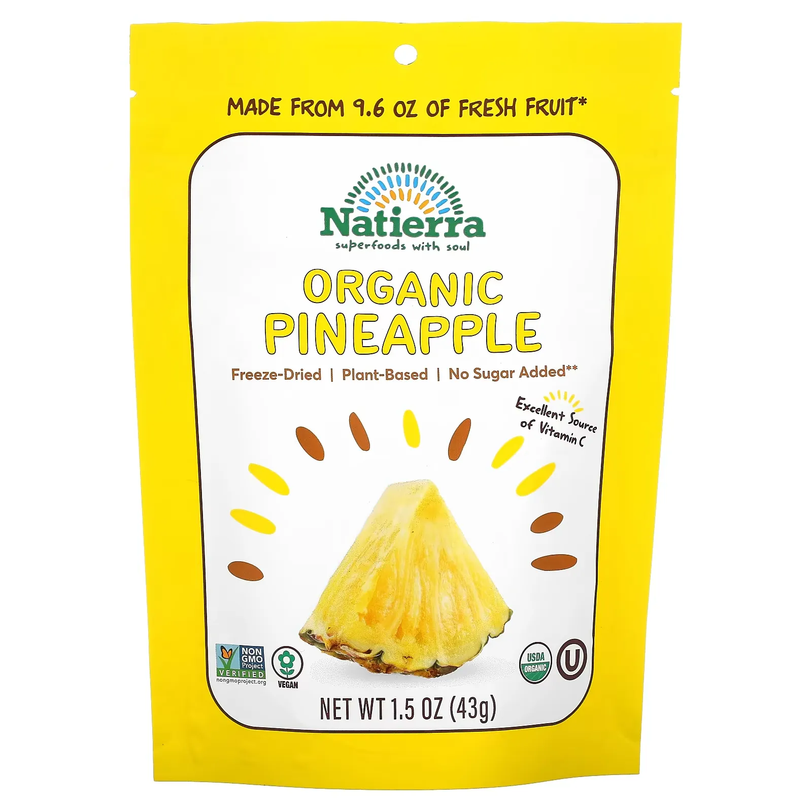 Organic Freeze-Dried, Pineapple, 1.5 oz (43 g)