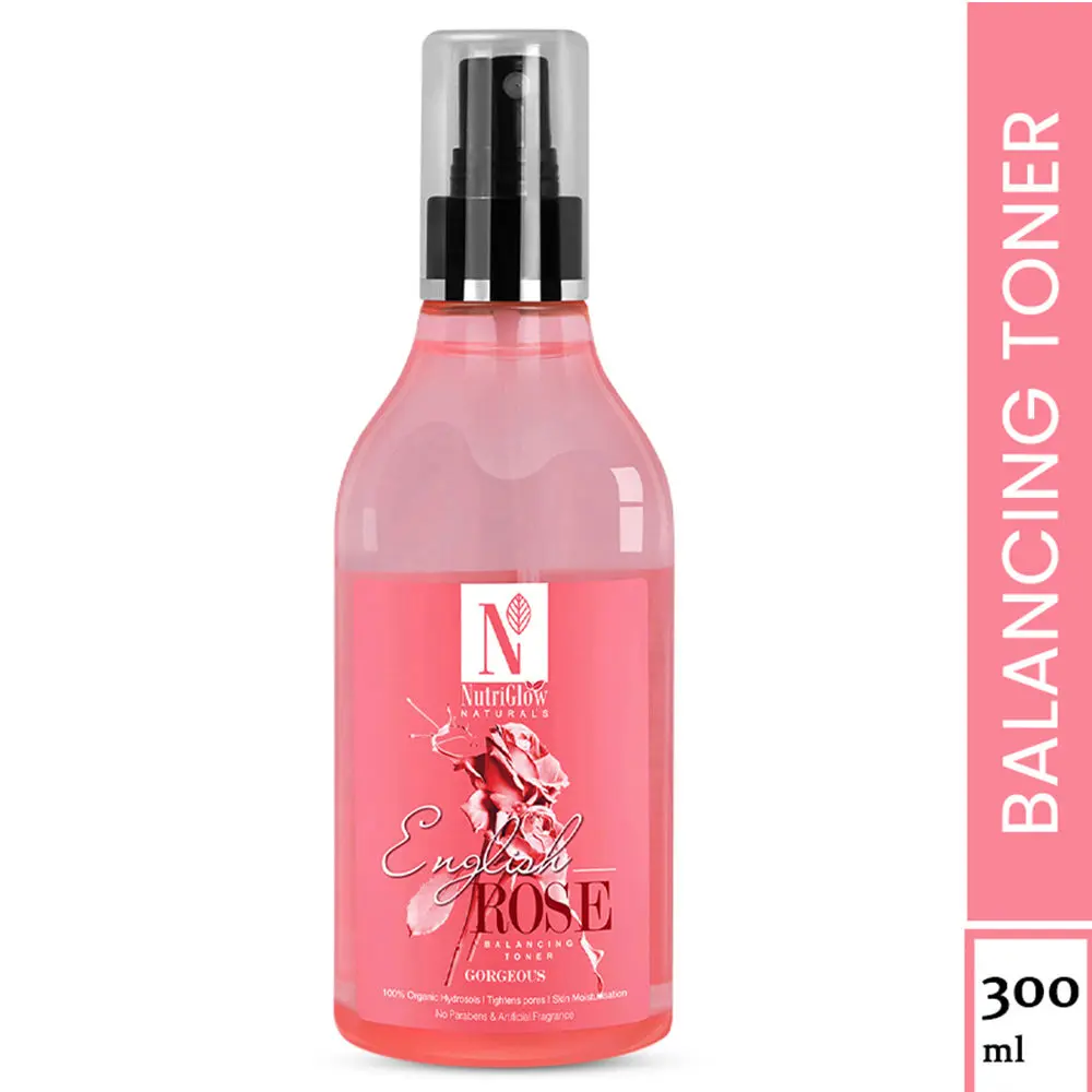 NutriGlow NATURAL'S English Rose Balancing Toner For Tightens Pores, 300ml