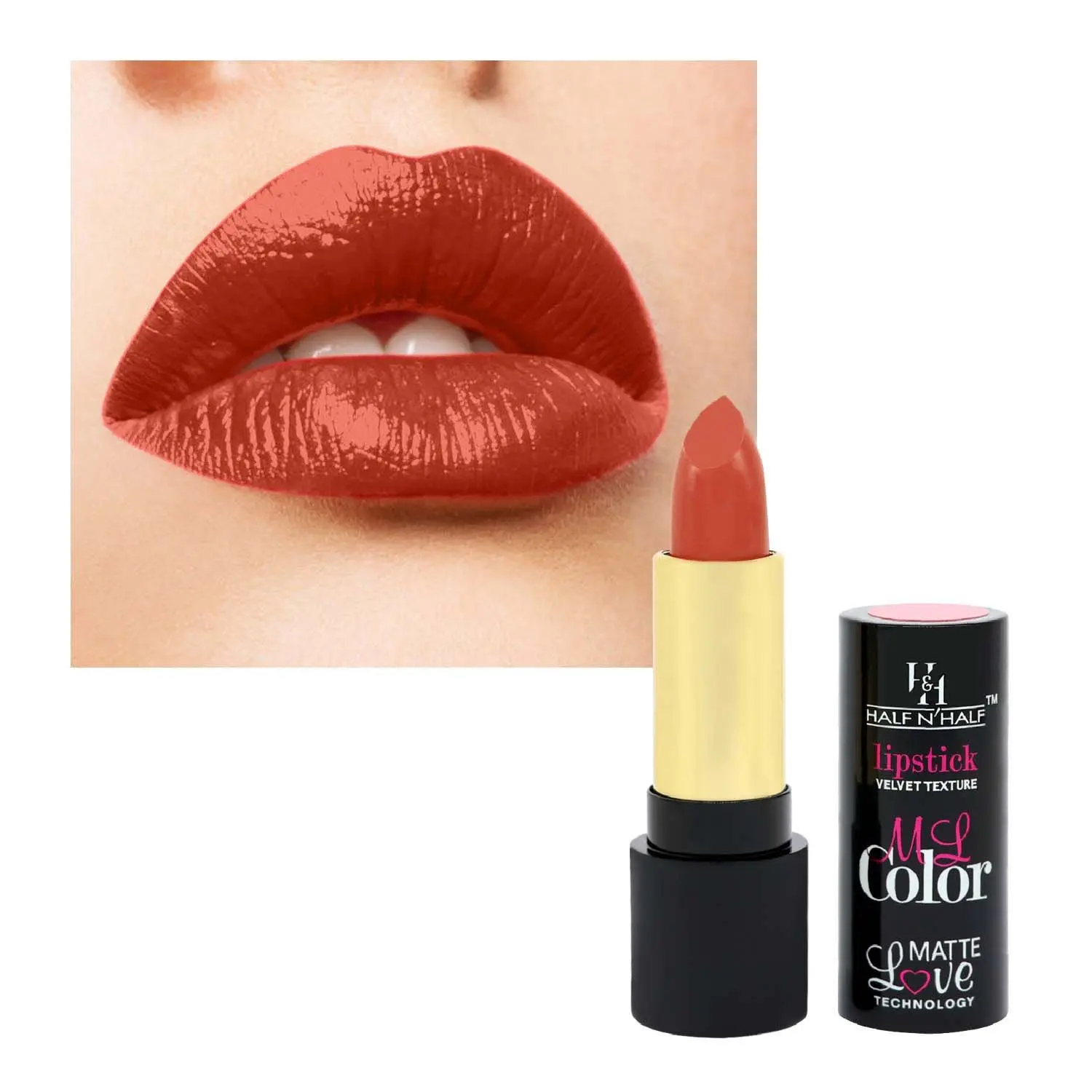 Half N Half Velvet Matte Texture Lipstick My Colour, Ravishing-Nude (3.8gm)