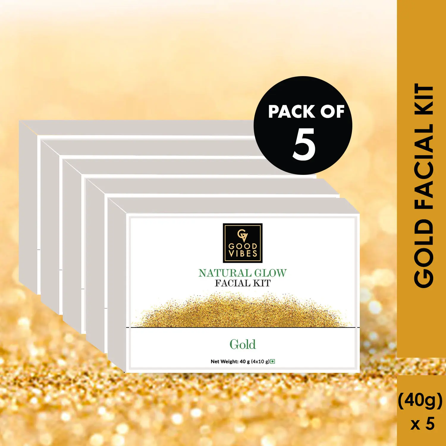 Good Vibes Gold Natural Glow Facial Kit (Pack of 5)