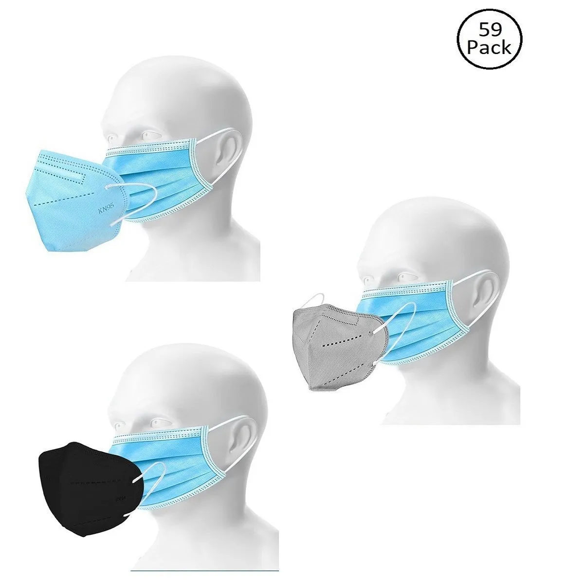 OOMPH Double Mask Set of 50 Disposable & 9 Kn95/N95 Mask