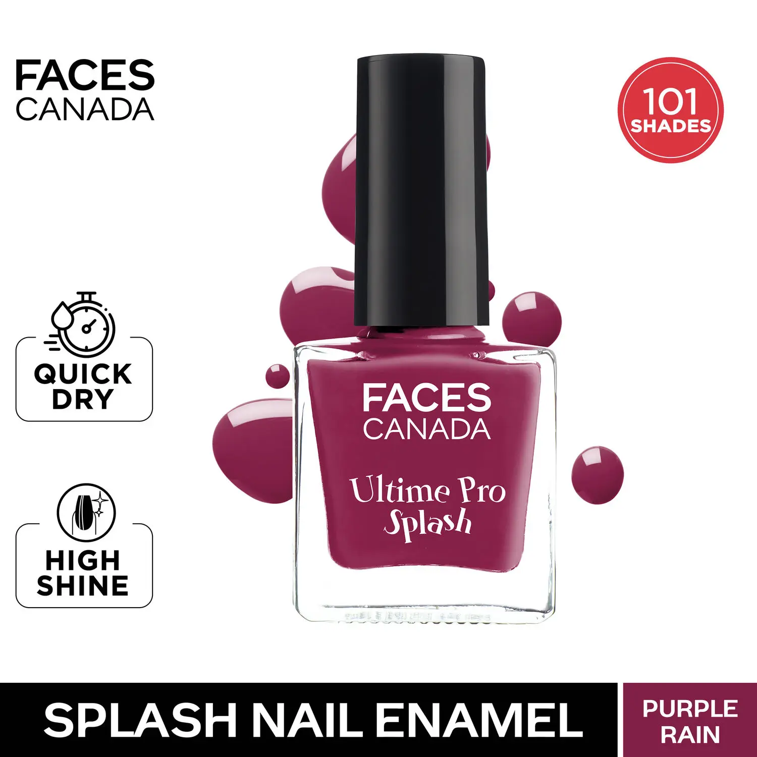 Faces Canada Ultime pro Splash | Fast Dry | High Shine | Long Lasting | No Chip Formula | No Harmful Chemicals | Shade - Purple Rain 8ml