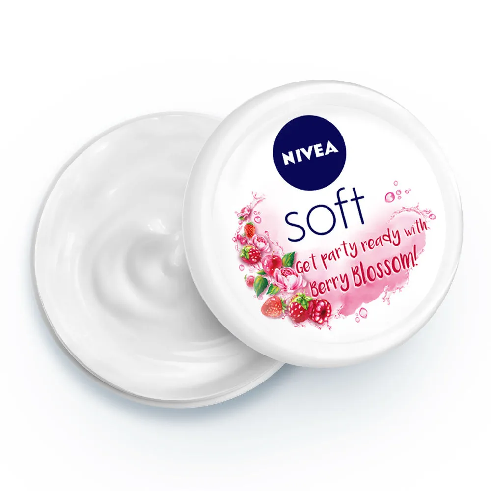 NIVEA Soft Light Moisturizing Cream Berry Blossom Fragrance With Vitamin E & Jojoba Oil