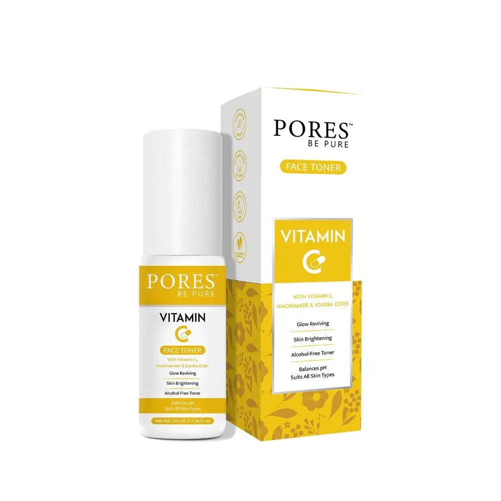 PORES Be Pure Vitamin C Face Toner For Glow Reviving Skin Brightening Balances pH Suits All Skin Types | Alcohol, Sulphate Free Face Toner | For Women & Men – 100ml