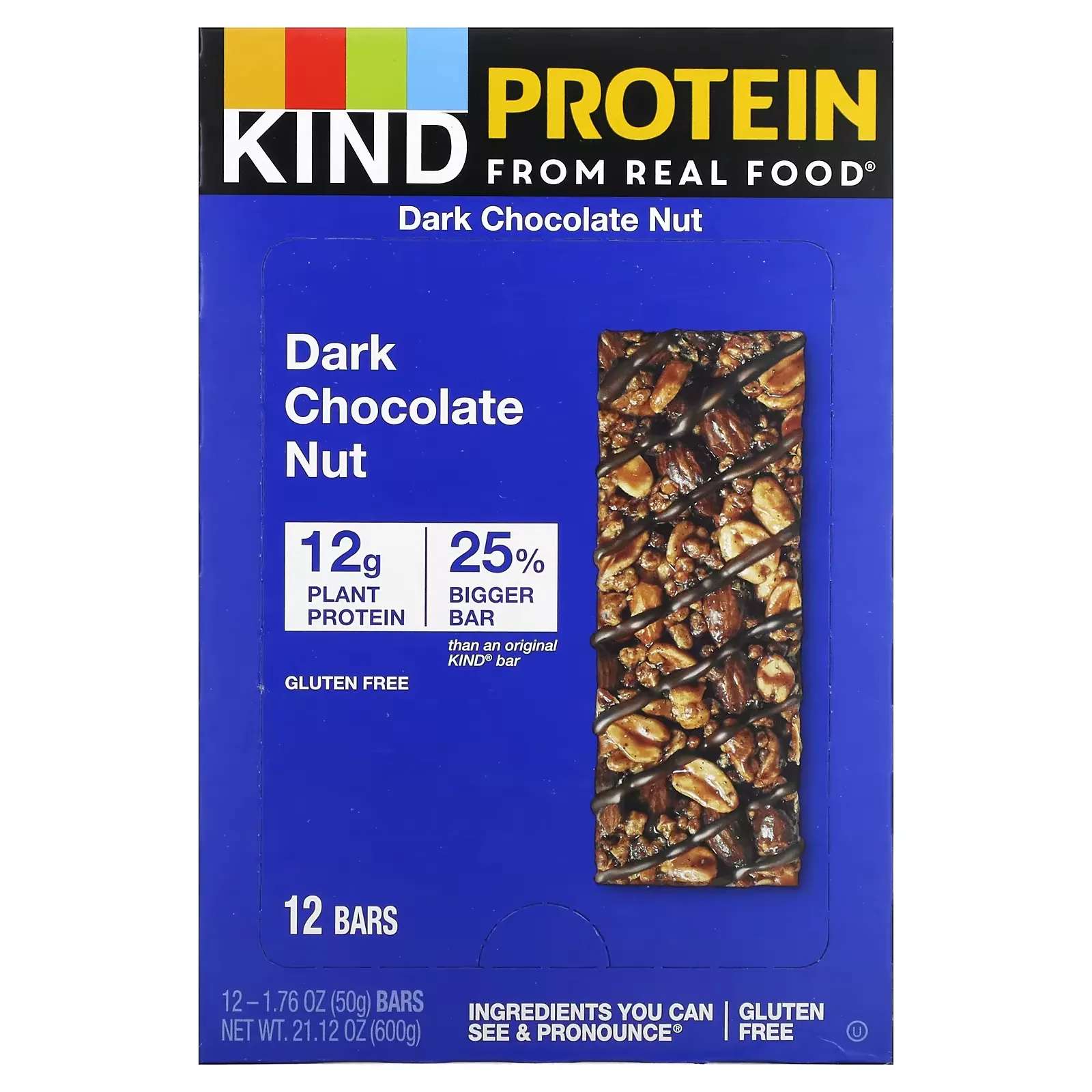 Protein Bars, Dark Chocolate Nut, 12 Bars, 1.76 oz (50 g) Each