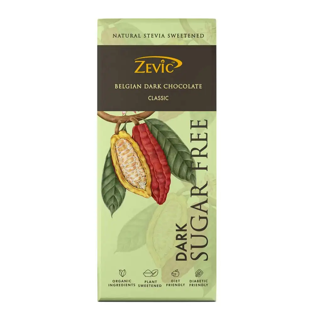 Zevic Classic Stevia Chocolate (No Added Sugar) 40 g,  1 Piece(s)/Pack  Belgian Cocoa