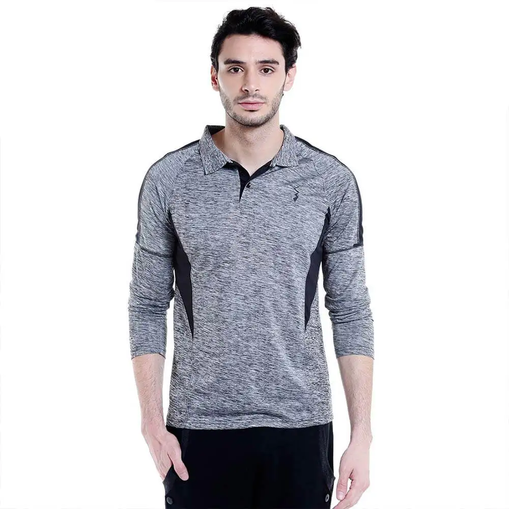 Campus Sutra Solid Men Polo Neck T Shirt,  Grey  Large