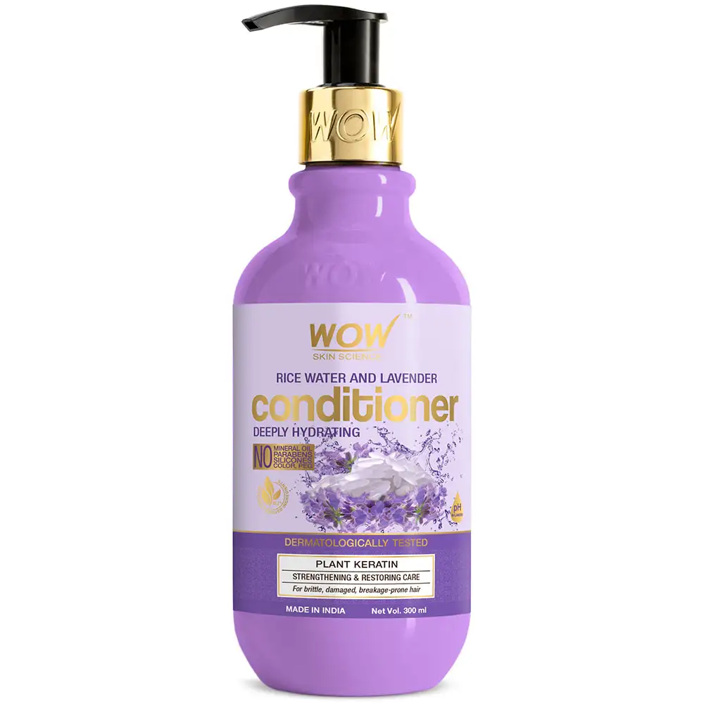 WOW Skin Science Rice Water and Lavender Conditioner,  300 ml  for Brittle & Damaged Hair