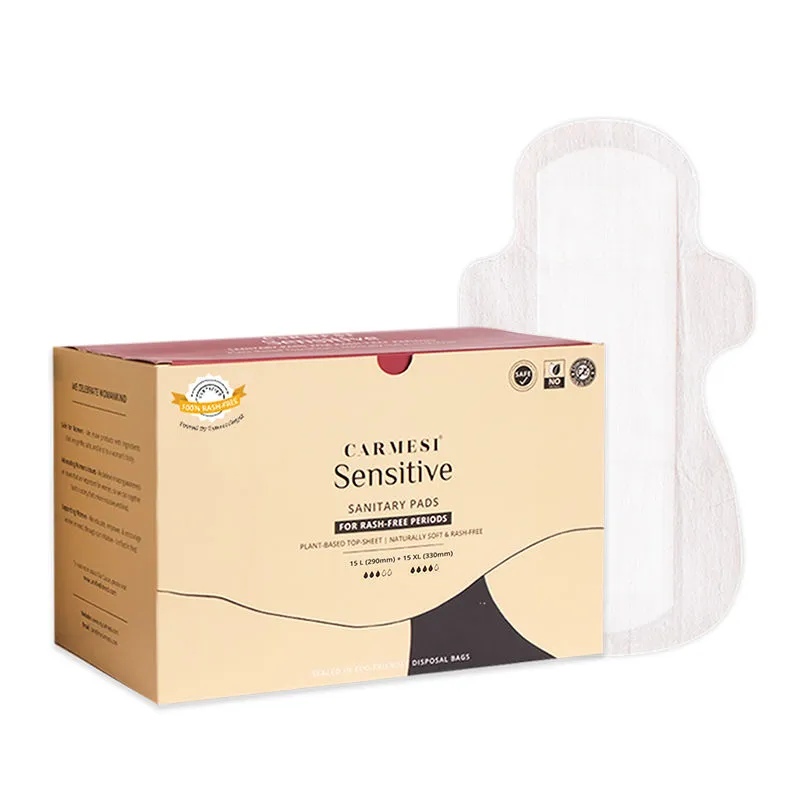 Carmesi Sensitive - Sanitary Pads for Rash-Free Periods Large & XL - 30 Pcs