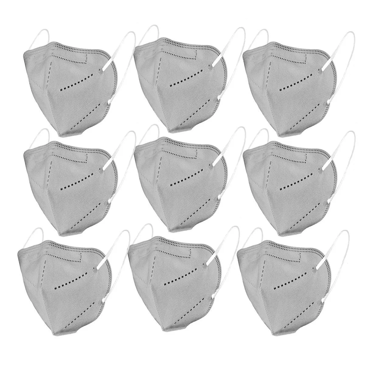 Fabula Pack Of 9 Kn95/N95 Anti-Pollution Reusable 5-Layer Mask (Grey )