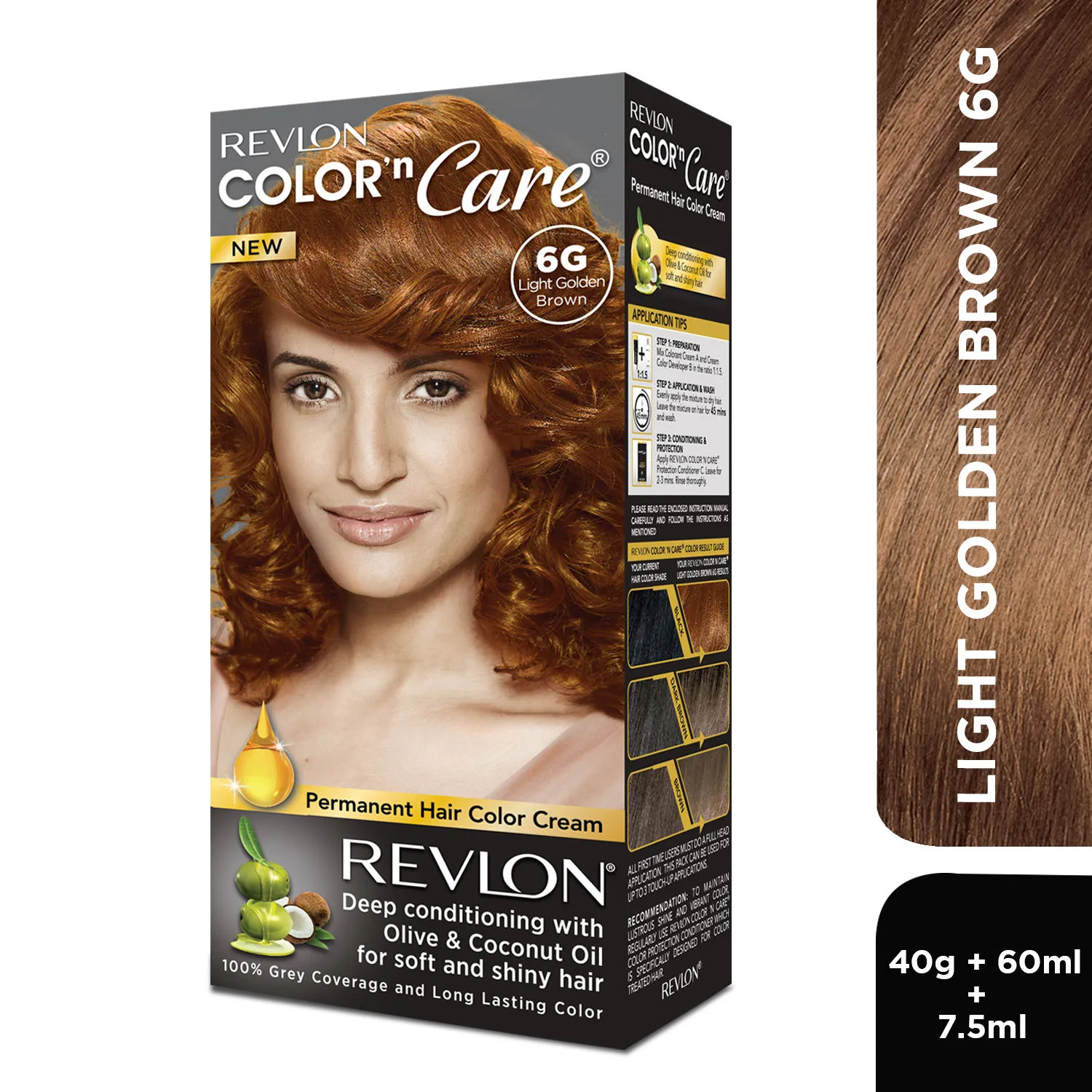 Revlon Color N Care Permanent Hair Color Cream - Light Golden Brown 6G