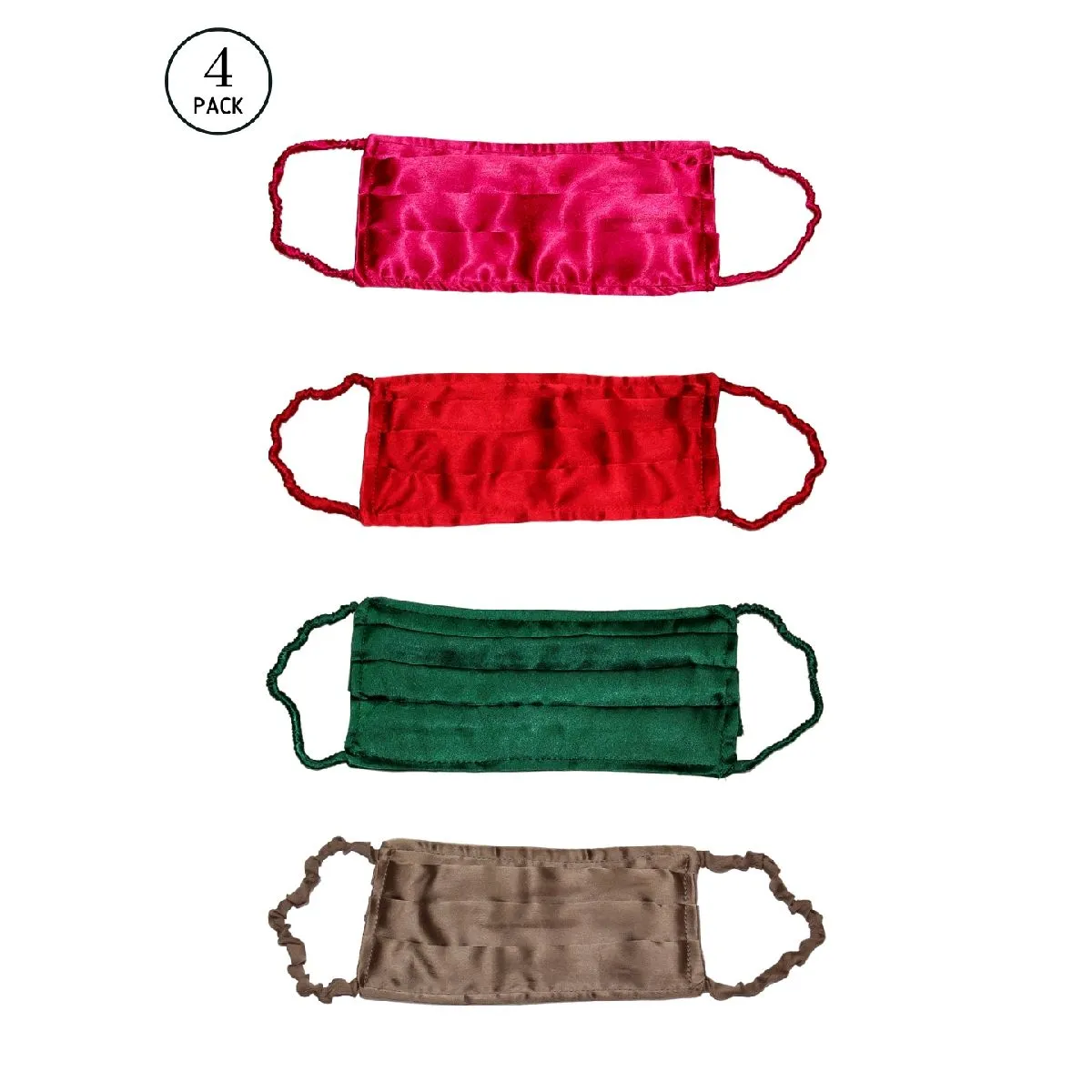 Bellofox Garnet, Ruby, Emerald And Amber Sheen 3-layer 3-ply Satin Cotton Face Mask (pack Of 4)