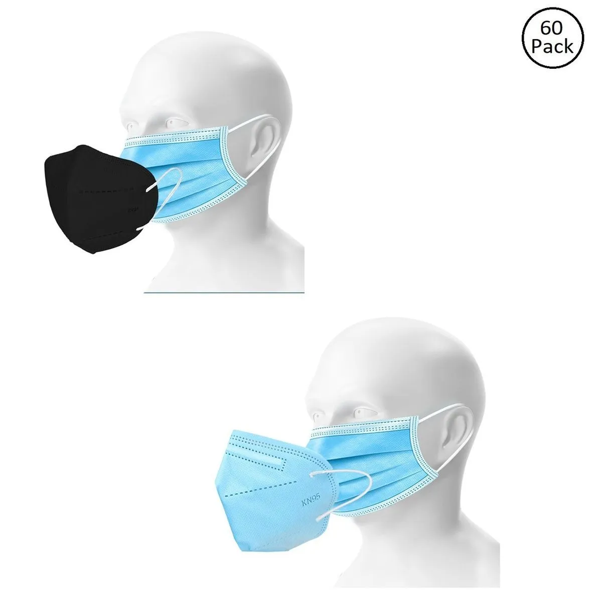 OOMPH Double Mask Set of 50 Disposable & 10 Kn95/N95 Mask