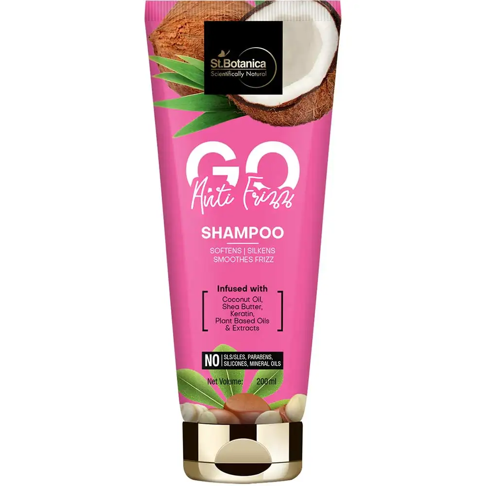 St.Botanica GO Anti-Frizz Hair Shampoo,  200 ml  with Coconut Oil, Shea Butter, Keratin