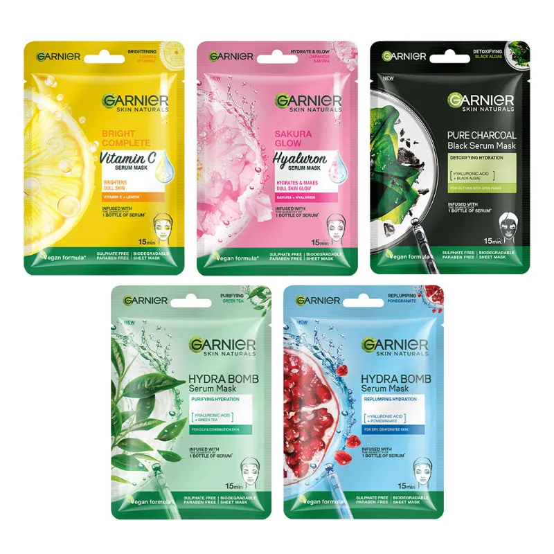 Garnier Skin Naturals Face Serum Sheet Mask Pack of 5