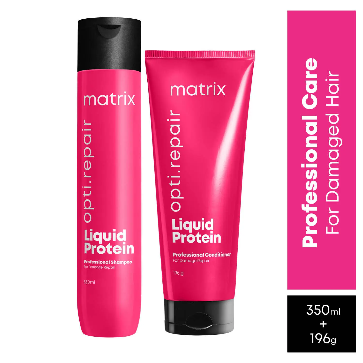 Matrix Opti.Repair Shampoo + Conditioner | With Liquid Protein | For Damaged Hair (350 ml + 196 g)