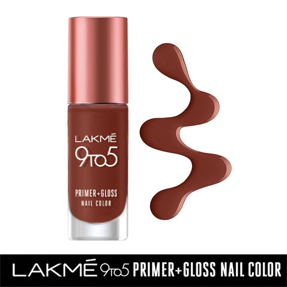 Lakme 9 To 5 Primer + Gloss Nail Colour - Brown Latte