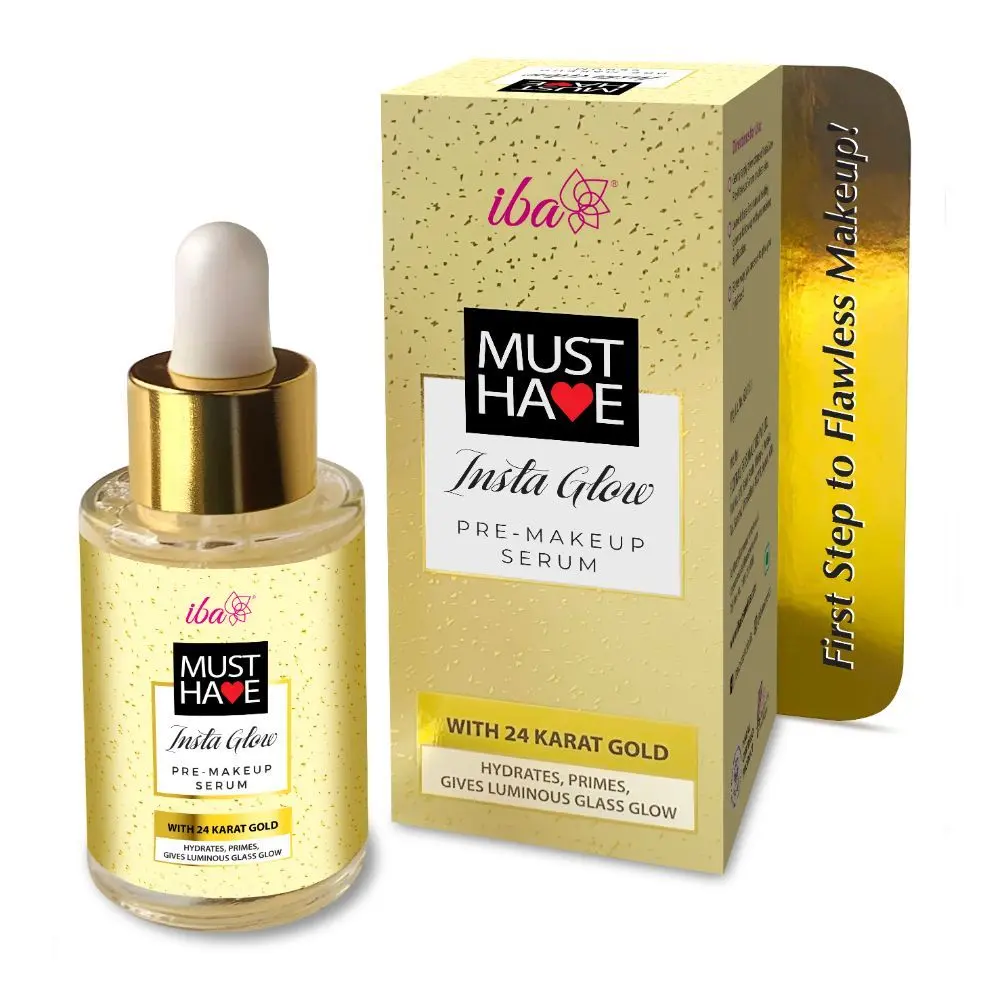 Iba Must Have Insta Glow Pre-Makeup Serum, 30ml l with 24K Gold l Primer Serum For Face Make-Up For Nourishes And Brightens Skin | Hydrates, Primes, Gives Luminous Glass Glow