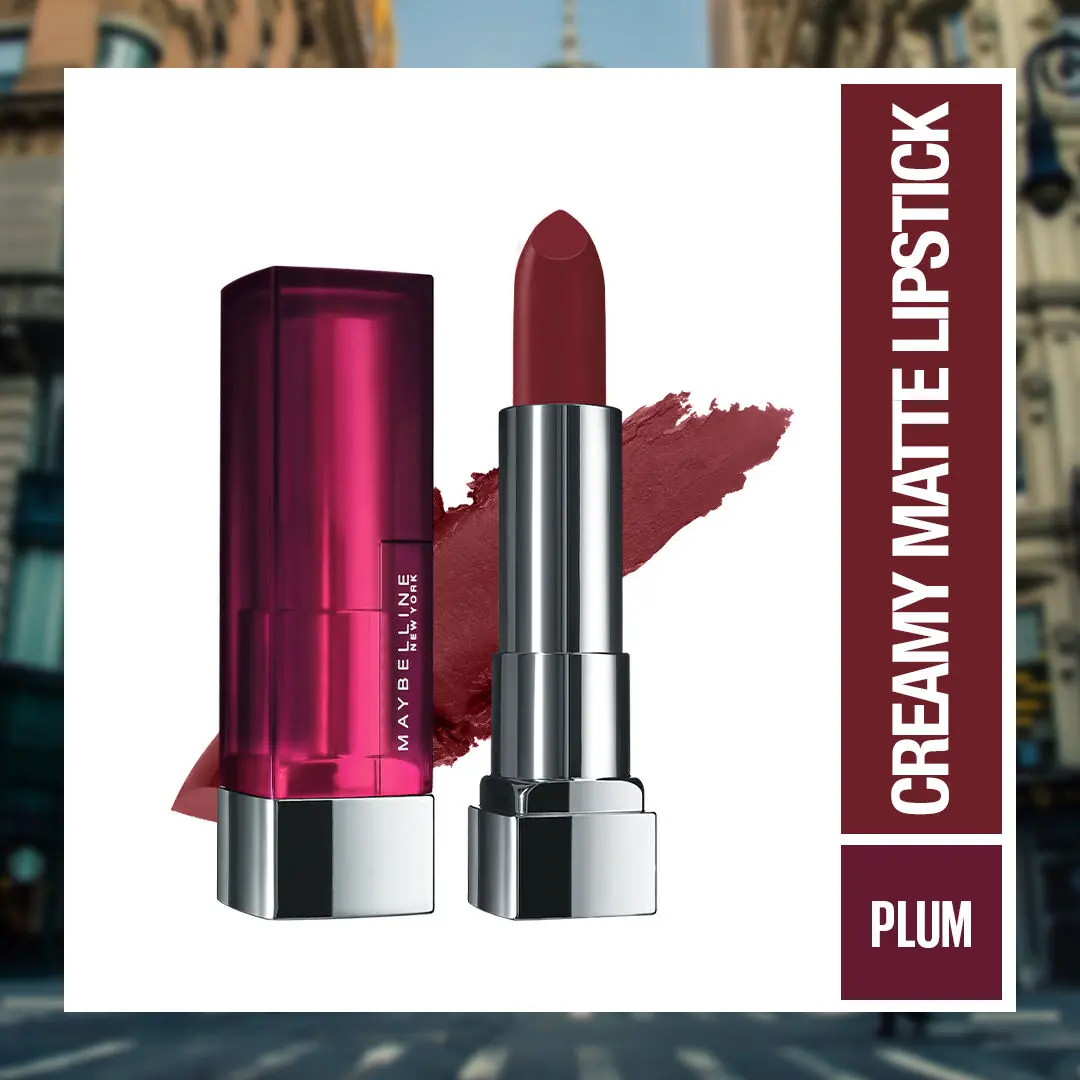 Maybelline New York Color Sensational Creamy Matte Lipstick, 808 Plum Perfection (3.9 g)