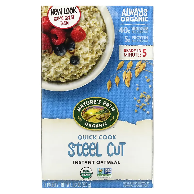 Organic Instant Oatmeal, Quick Cook Steel Cut, 8 Packets, 11.3 oz (320 g)