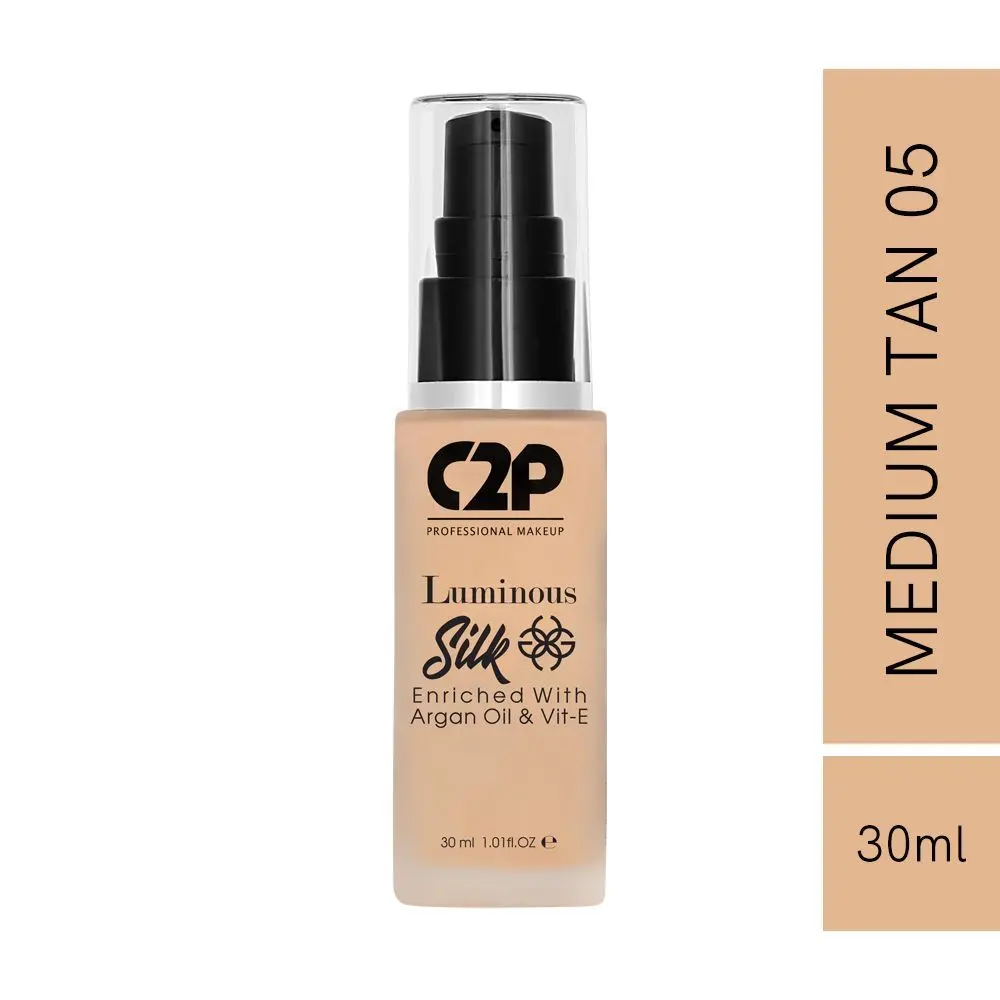 C2P Pro Luminous Silk Liquid Foundation Enriched with Argan Oil & Vitamin E - Medium Tan 05