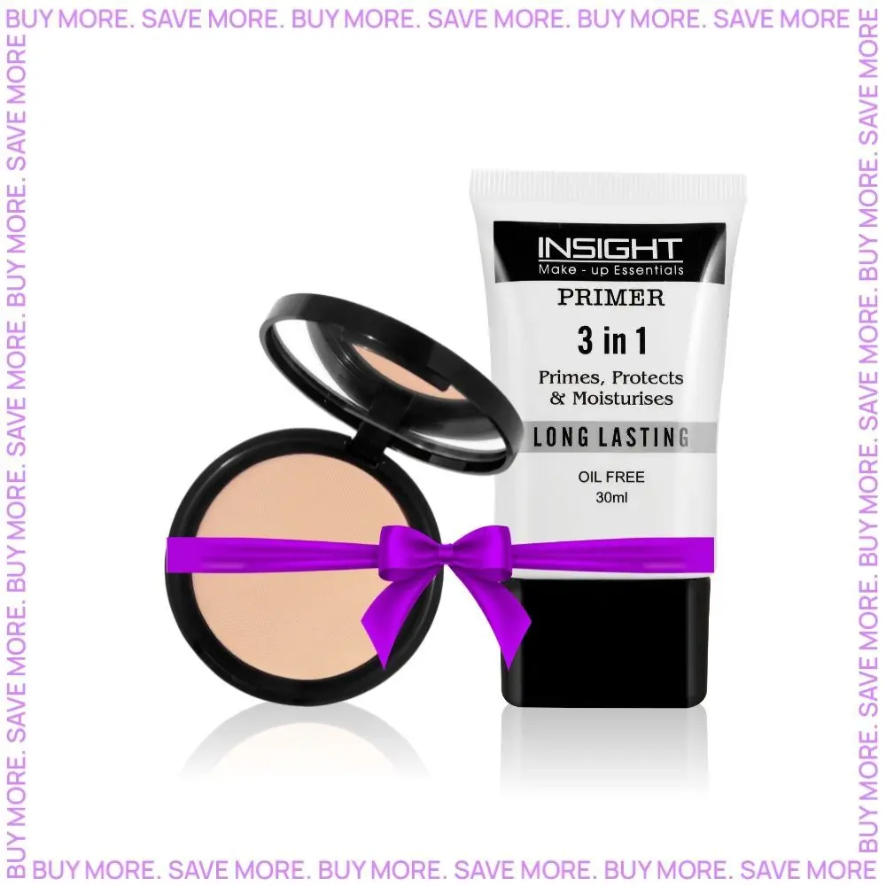 Insight 3 In 1 Long Lasting Primer (30ml) + Purplle Compact Powder with SPF For Wheatish Skin - Beige Self Care 3 (9 g)