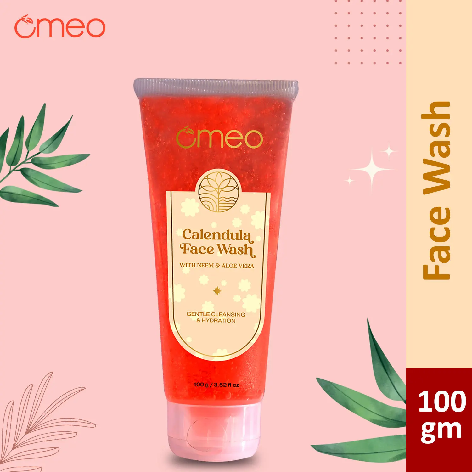 Omeo Calendula Aloe Vera & Neem Face wash With gentlely Cleansing & Hydration for all skin types for Men & Women 100g