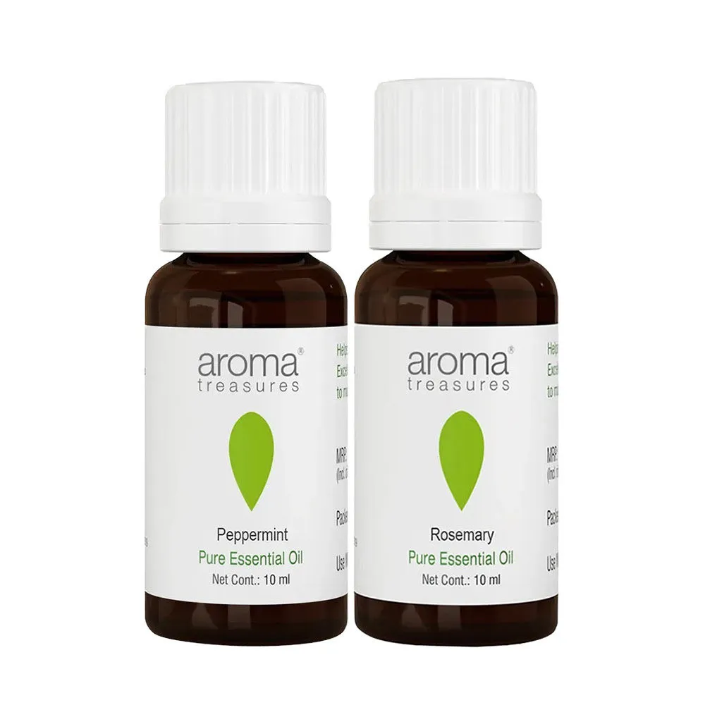 Aroma Treasures Rosemary and Peppermint Pure Essential Oil Combo Pack