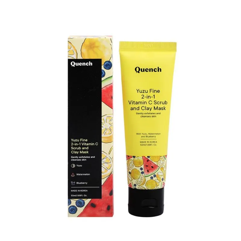 Quench Yuzu Fine 2-In-1 Vitamin C Scrub And Clay Mask, Cherry Blossom, Skin Brightening,