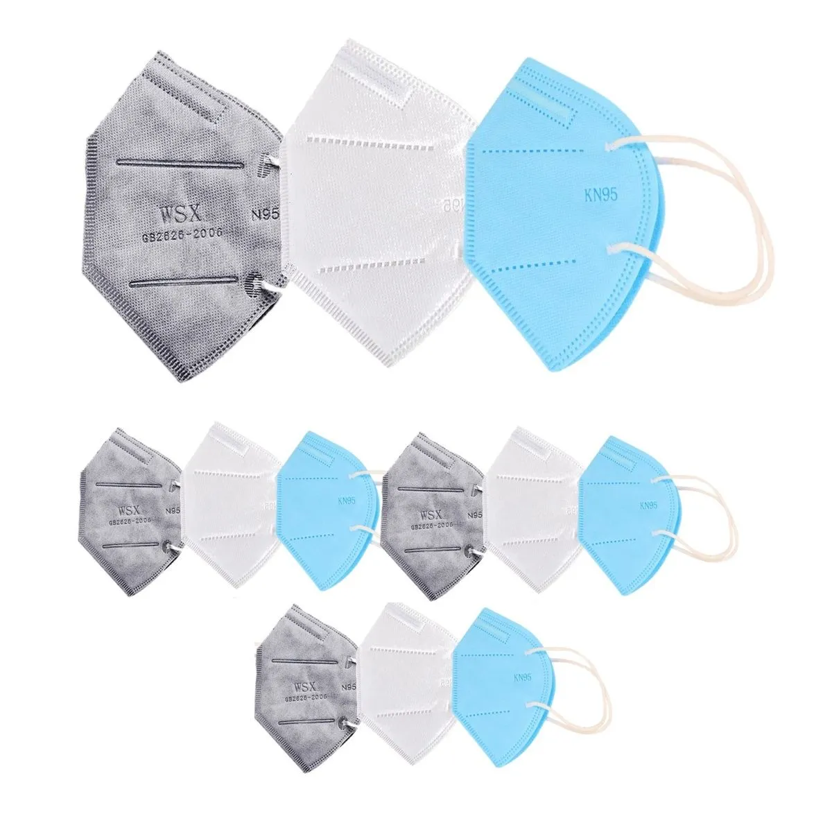 Fabula Pack Of 36 Anti-pollution Reusable 5-layer Mask ( Blue,grey,white)