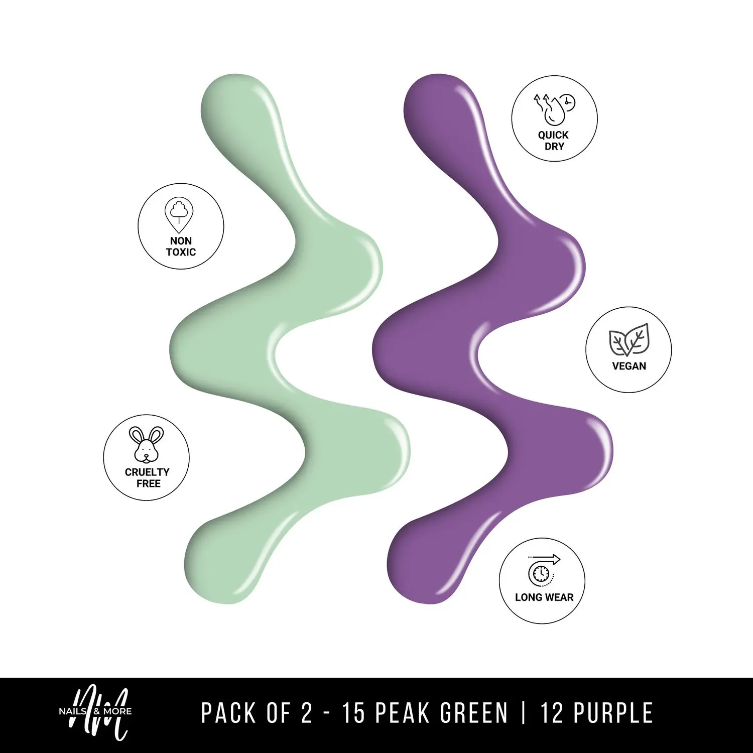 NAILS & MORE: Enhance Your Style with Long Lasting in Peak Green - Purple Pack of 2