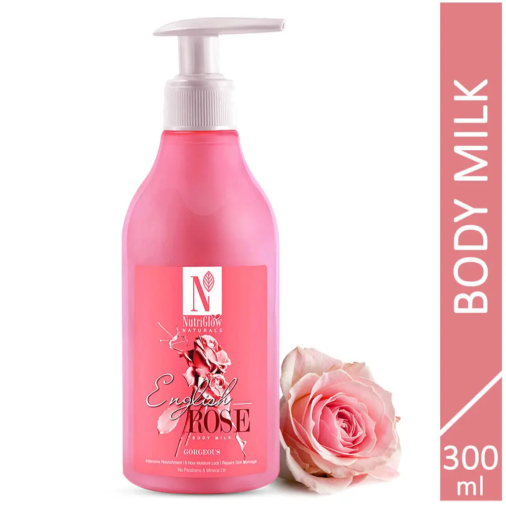 NutriGlow NATURAL'S English Rose Body Milk For Intensive Nourishment, 300 ml