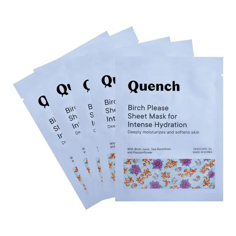 Quench Birch Please Sheet Mask For Intense Hydration, Moisturize And Nourish - Pack Of 5