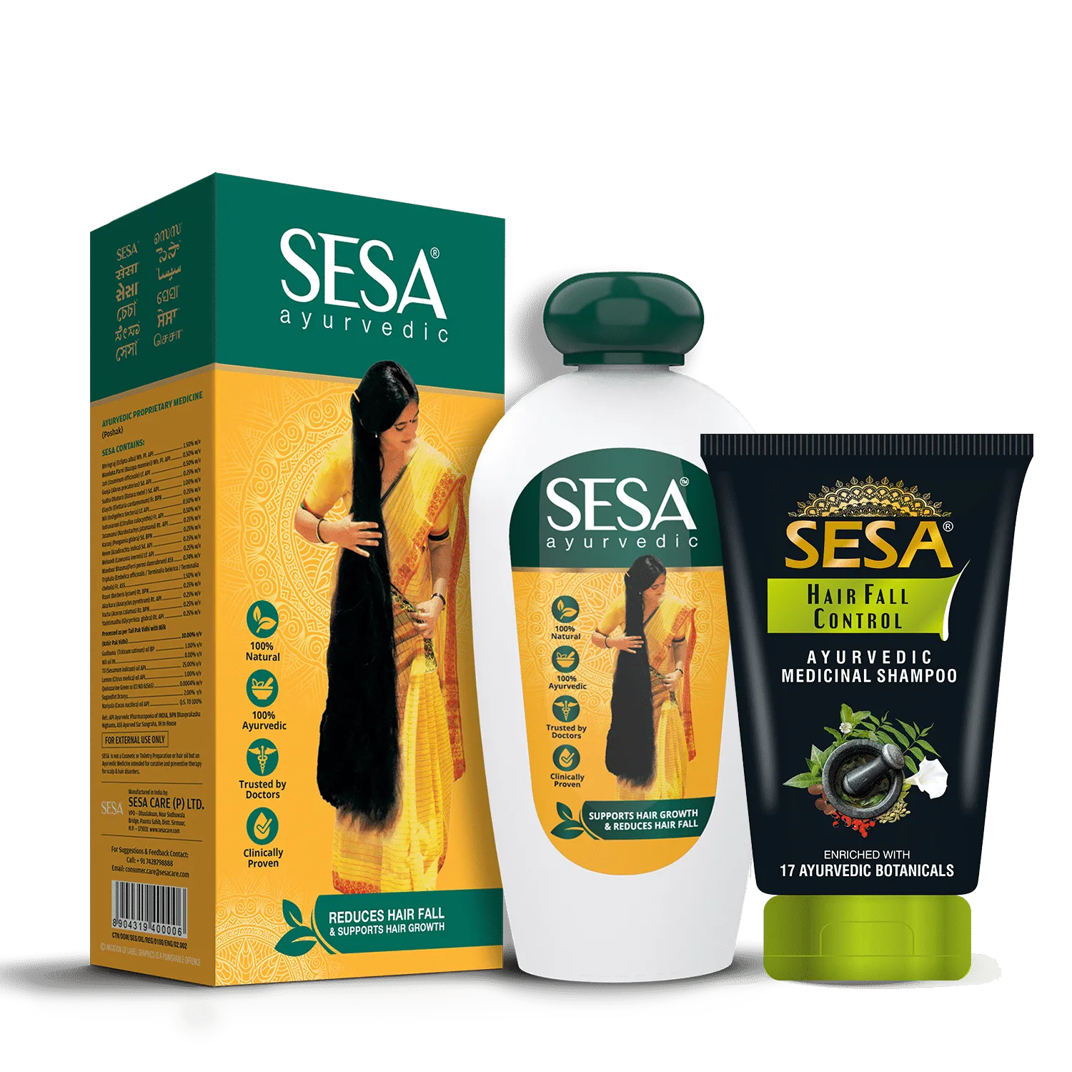 SESA Ayurvedic Hair Oil + Shampoo - Combo Pack