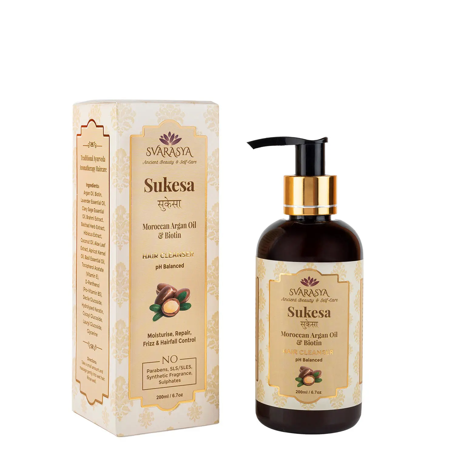 Svarasya Sukesa Natural Moroccan Argan Oil & Biotin Hair Fall Control Hair Cleanser 200 ml