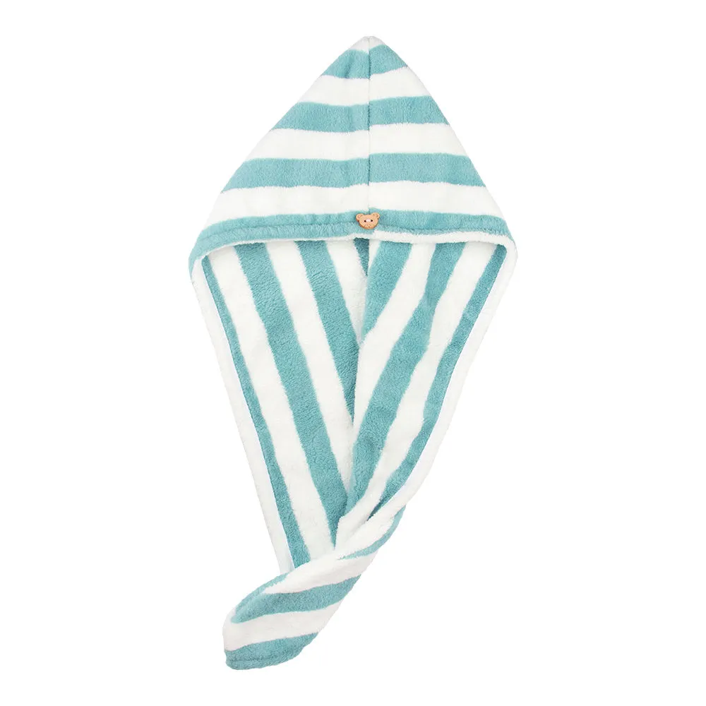 Streak Street Microfiber Hair Wrap Towel - Teal Stripes