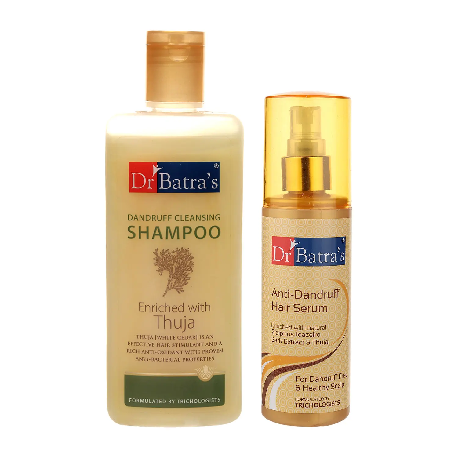 Dr Batra's Dandruff cleansing Shampoo 200 ml and Anti Dandruff Hair Serum 125 ml (Pack of 2 Men and Women)