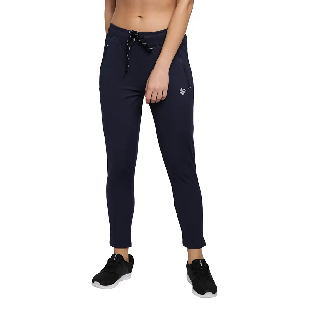 John Ally Women's Gym Track Pant Zipper Pocket with Anti-Microbial Technology,  Midnight Blue  Medium