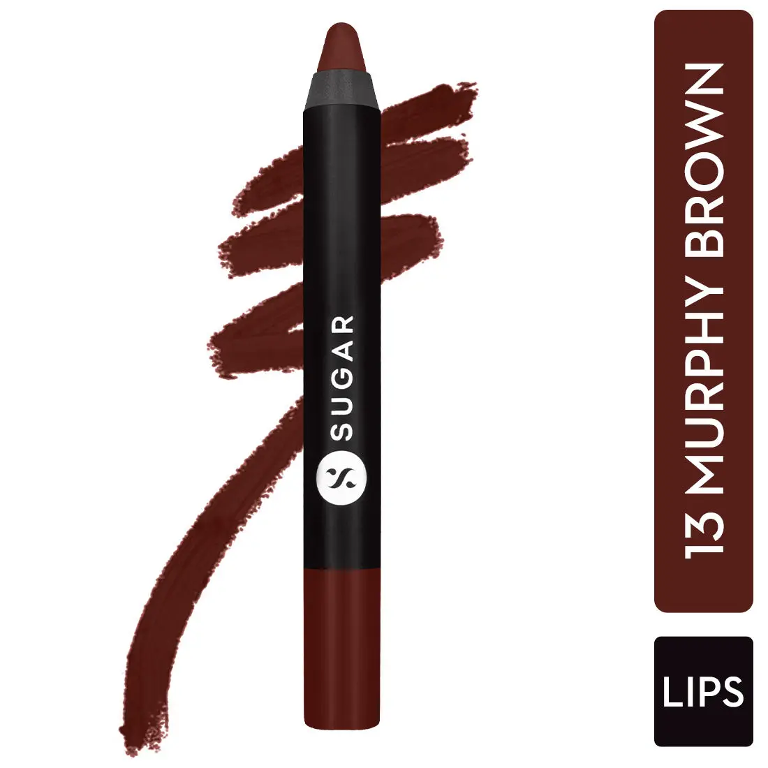 SUGAR Cosmetics - Matte As Hell - Crayon Lipstick -13 Murphy Brown (Chocolate Burgundy) - 2.8 gms - Bold and Silky Matte Finish Lipstick, Lightweight, Lasts Up to 12 hours