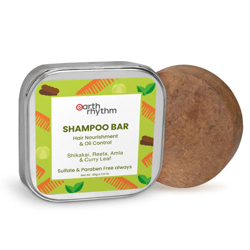 Earth Rhythm Shampoo Bar with Shikakai, Reeta, Amla & Curry Leaf with Tin