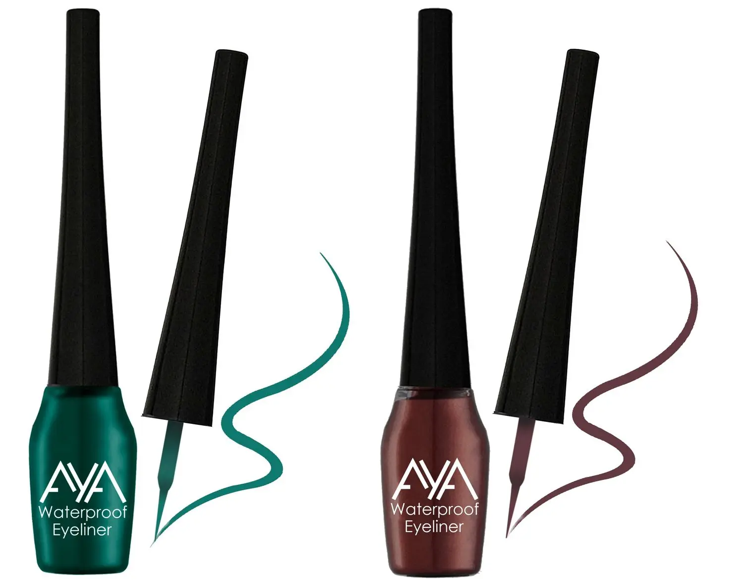 AYA Waterproof Eyeliner, Set of 2 (Green and Brown)