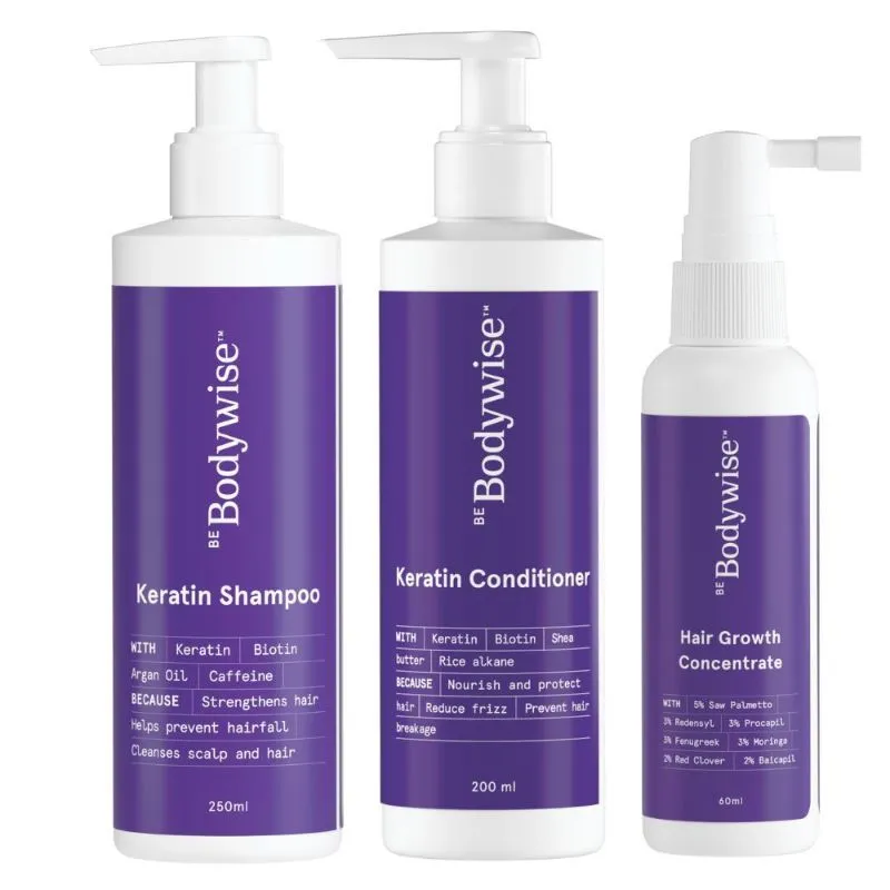 Be Bodywise Keratin Hair Fall Shampoo + Conditioner + Hair Serum