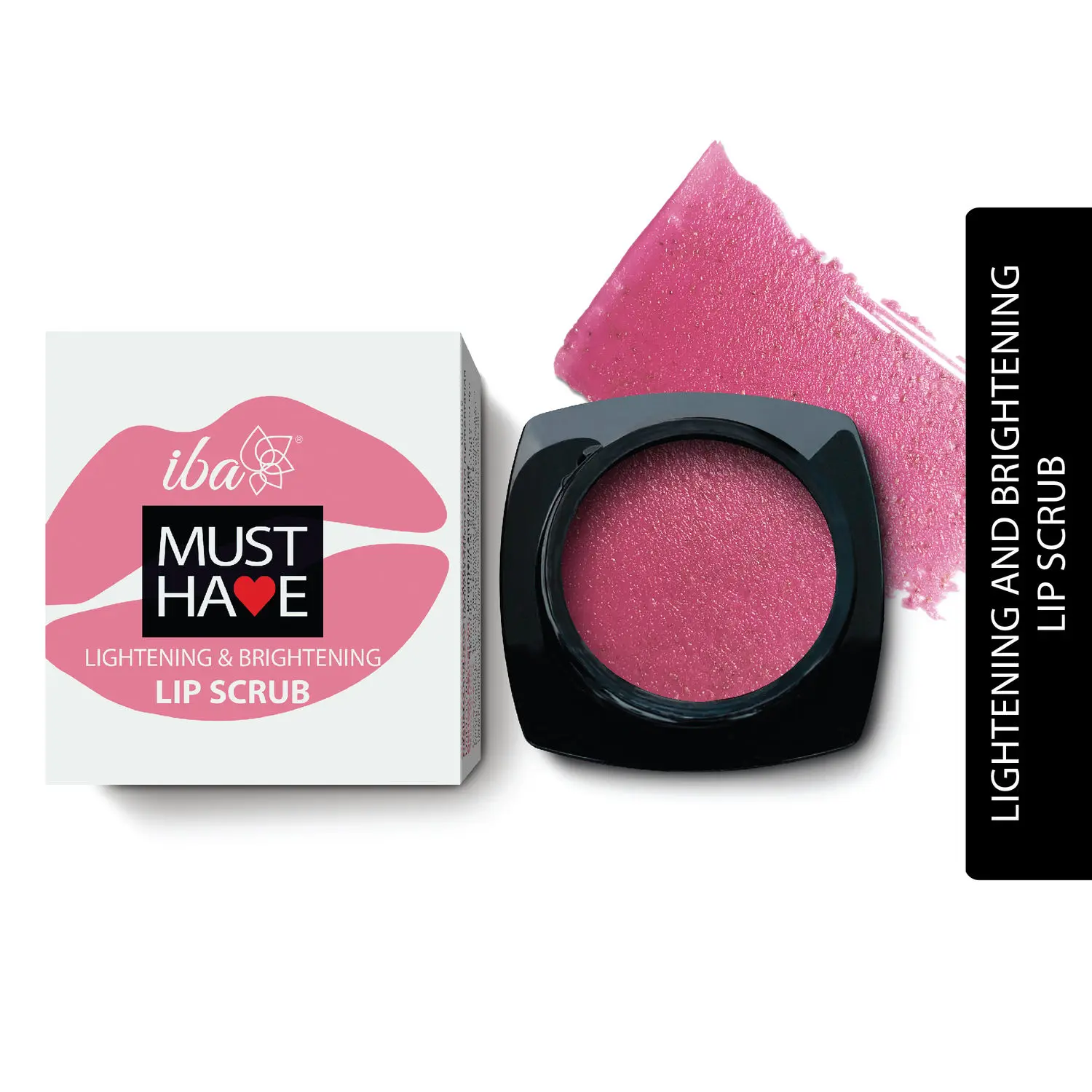 Iba Must Have Lightening & Brightening Lip Scrub for Dry Lips, Chapped & Smoker Lips | Enriched with Shea Butter & Rosehip Oil For Exfoliate Lips, Nourishes & Reduce Pigmentation | Vegan & Cruelty Free | Paraben & Sulfate Free, 8g